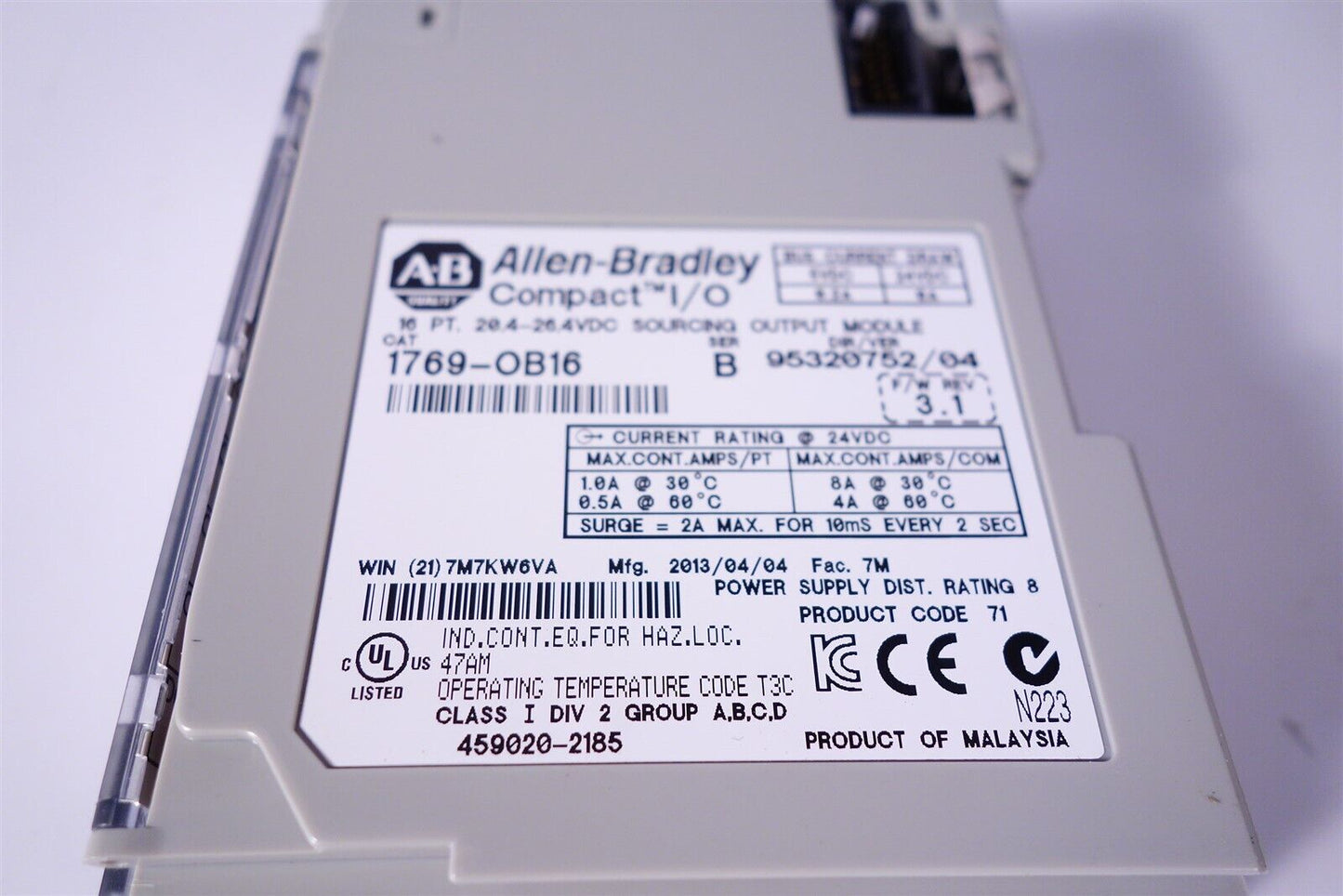 Allen Bradley 1769-OB16 /B CompactLogix 16 Pt 24VDC D/O Module