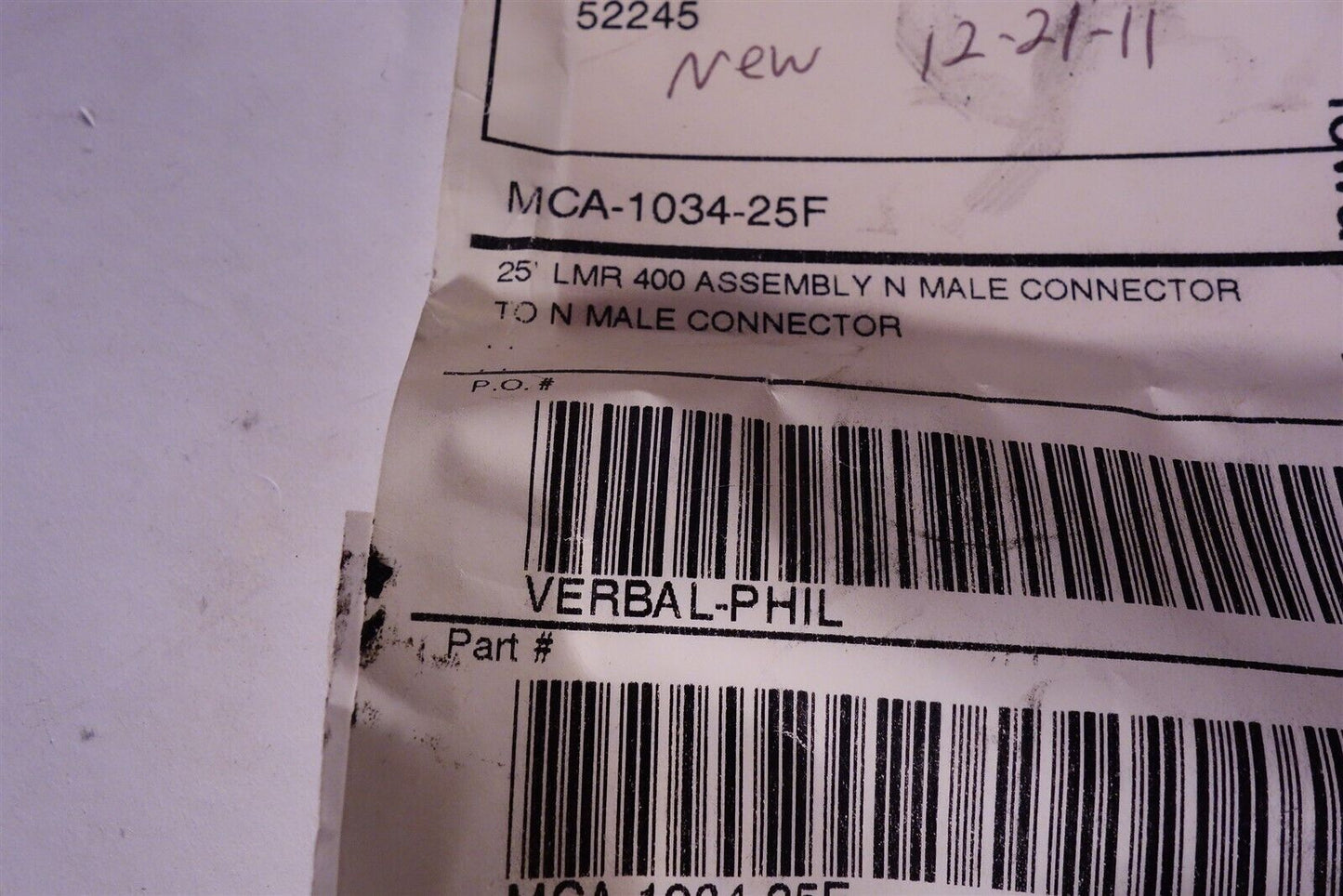 Lot of 3 25' LMR 400 Assembly N Male Connector to N Male Connector MCA-1034-25F