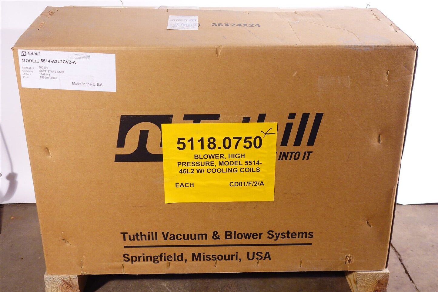 Tuthill 5514 Positive Displacement Blower 5514-A3L2CV2-A NEW in Crate