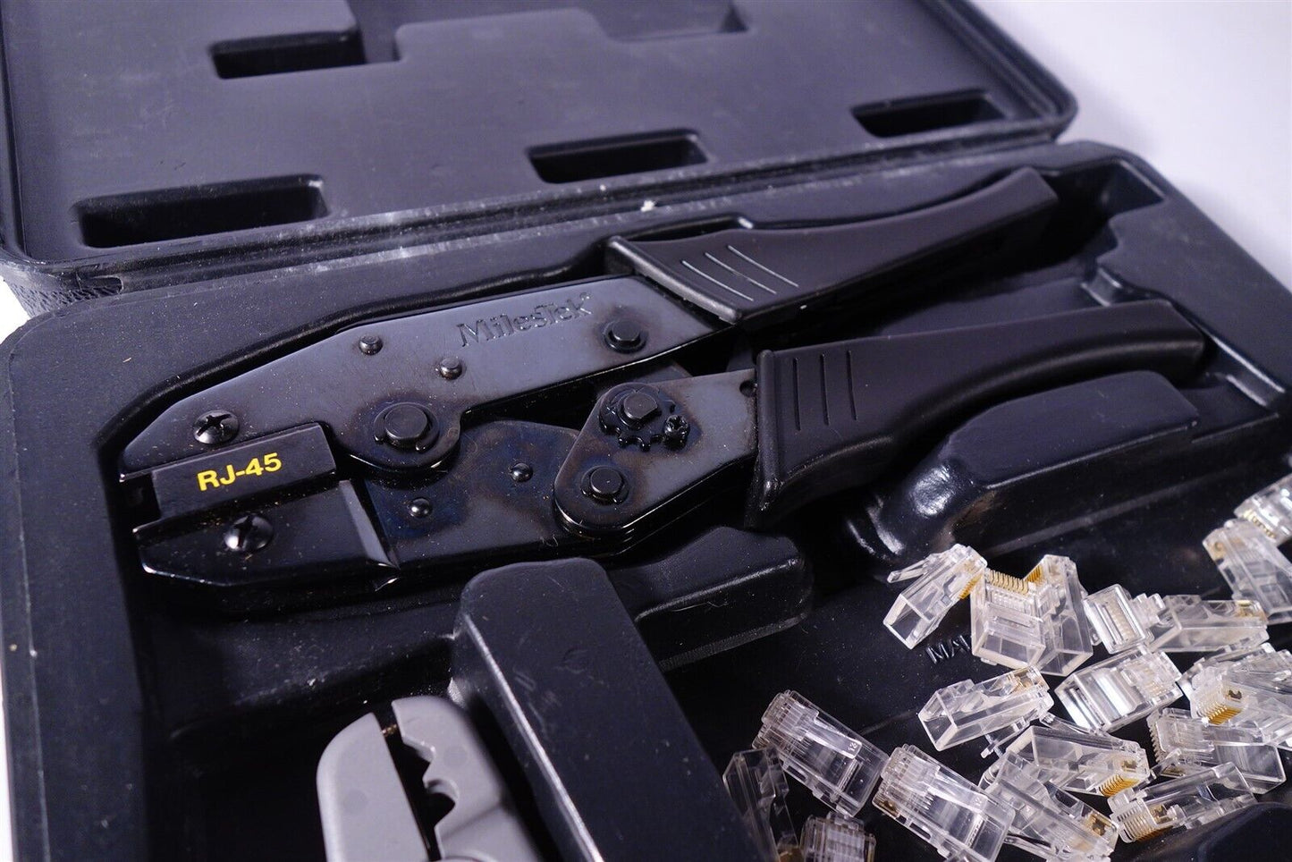 Milestek RJ-45 Basic Network Kit Cat5 Cat6 Stripping/Crimping Tool W/ Case Used