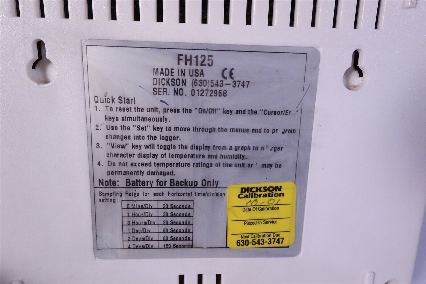 Dickson FH125 Temperature Humidity Recorder Lcd Display Graphing Logger