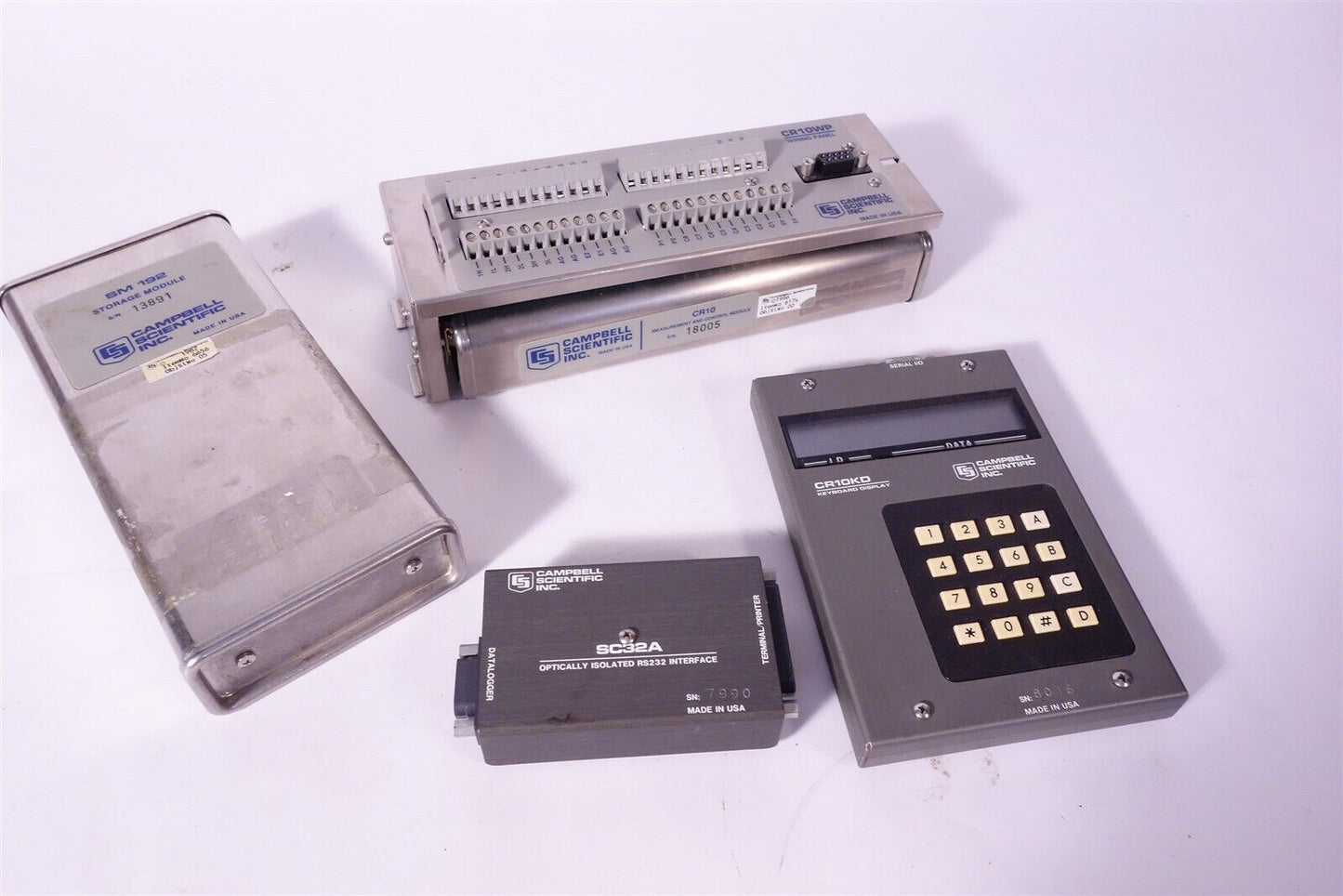 Campbell Scientific Datalogger Lot SC32A CR10 CR10X CR10KD SM192
