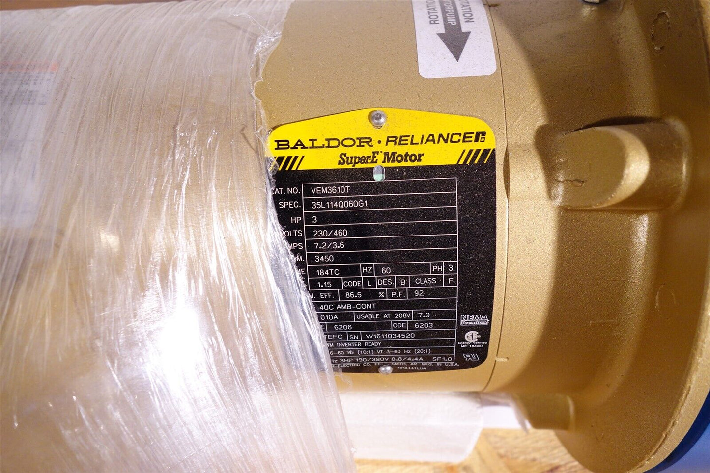 NEW Baldor-Reliance VEM3610T SuperE Motor