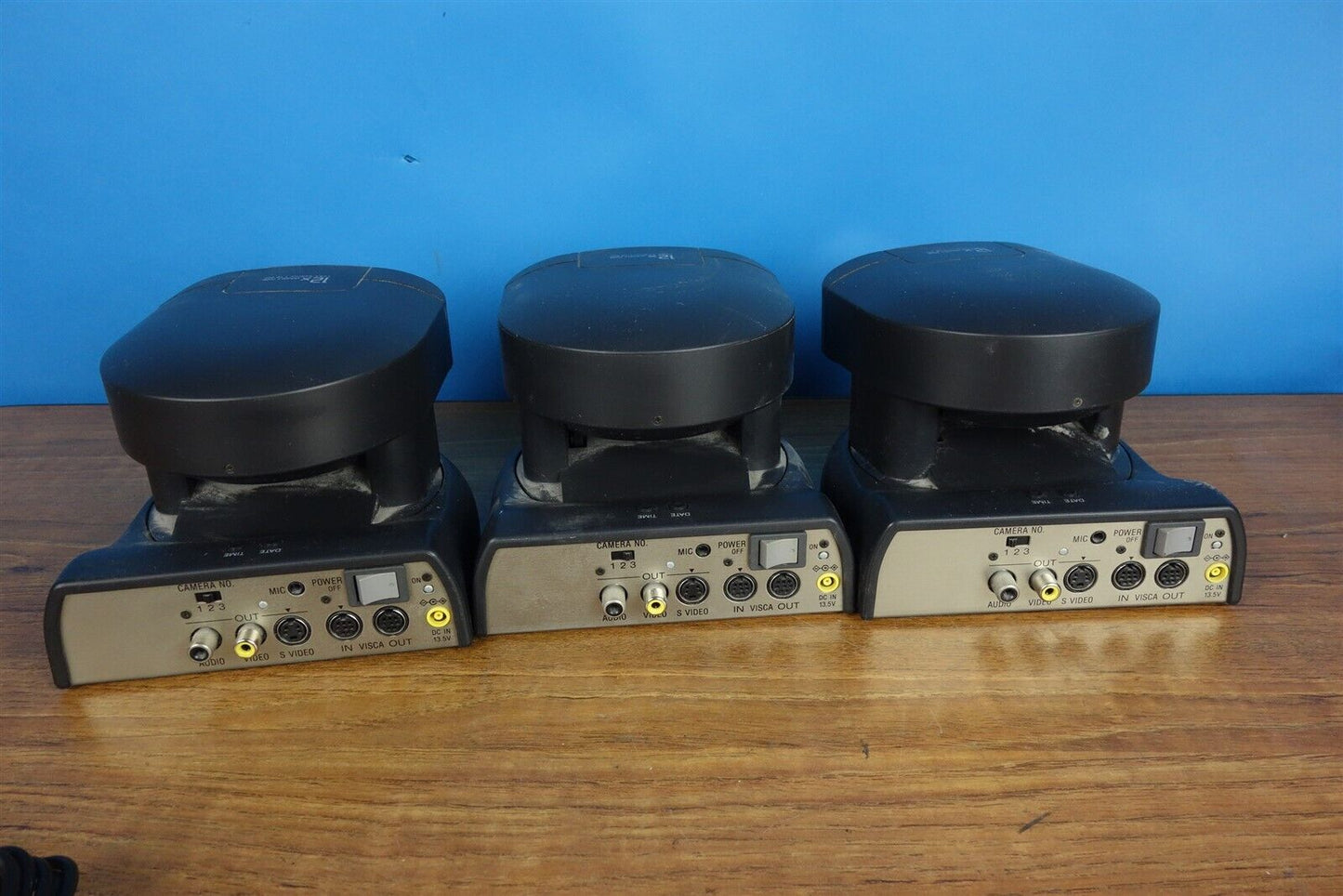 Lot of 3 Sony EVI-D30 Remote Cameras + Power Supply + Remote