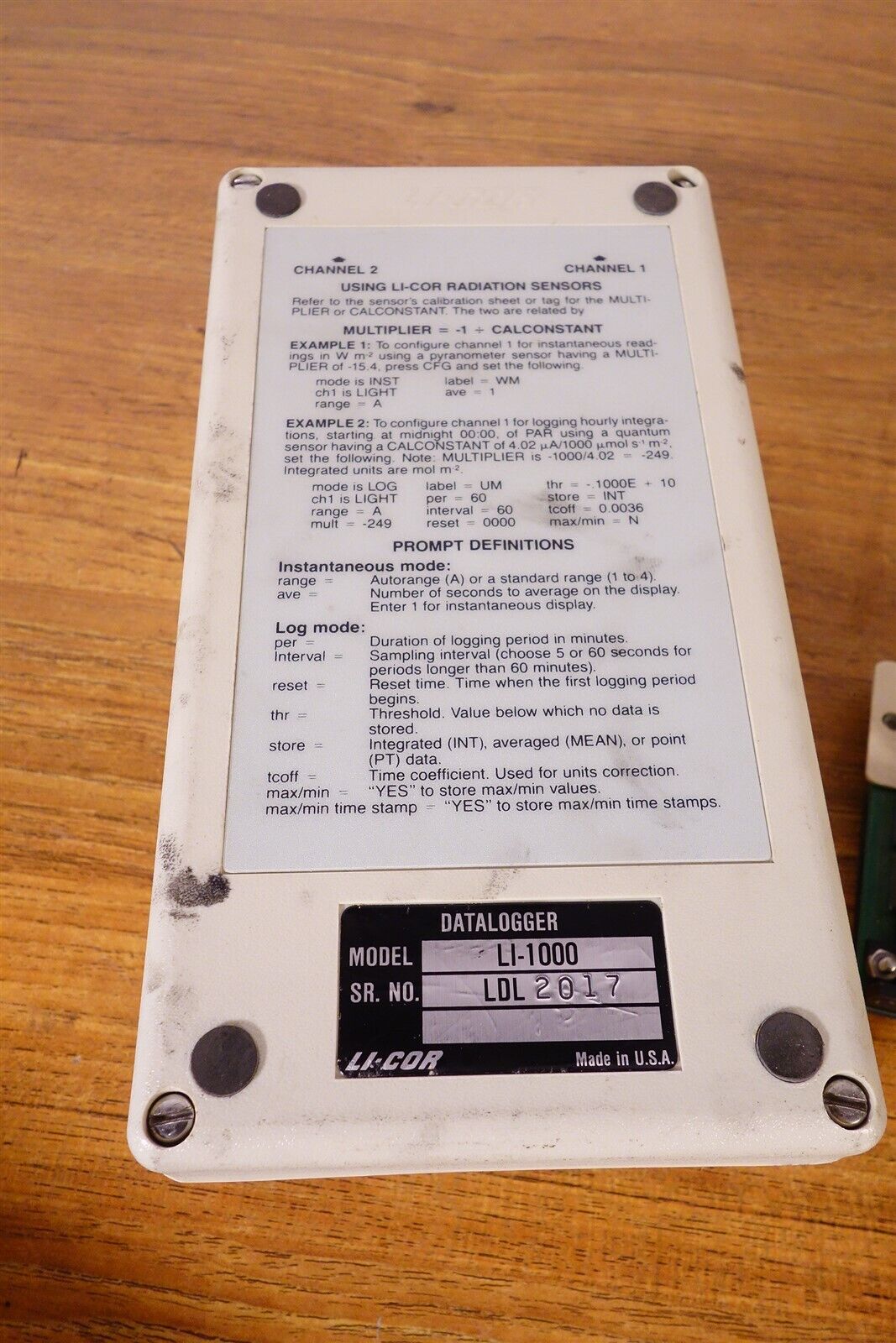 LI-COR LI-1000 DataLogger - Tested Working Condition 