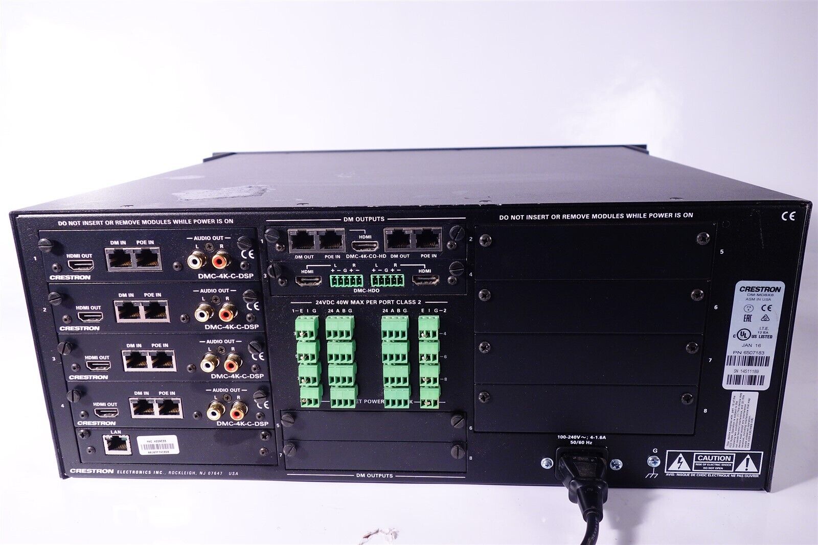Crestron DM-MD8x8 Switcher with 4 DMC-4K-C-DSP + DMC-4K-CO-H DMC-HDO 