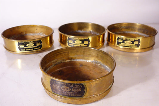 Lot of 4 Fisher Brand Brass Standard Sieves 200 140 100 200 