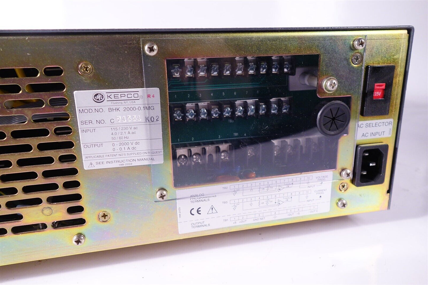 Kepco BHK2000-0.1MG Programmable Power Supply 2kV DC GPIB/RS232