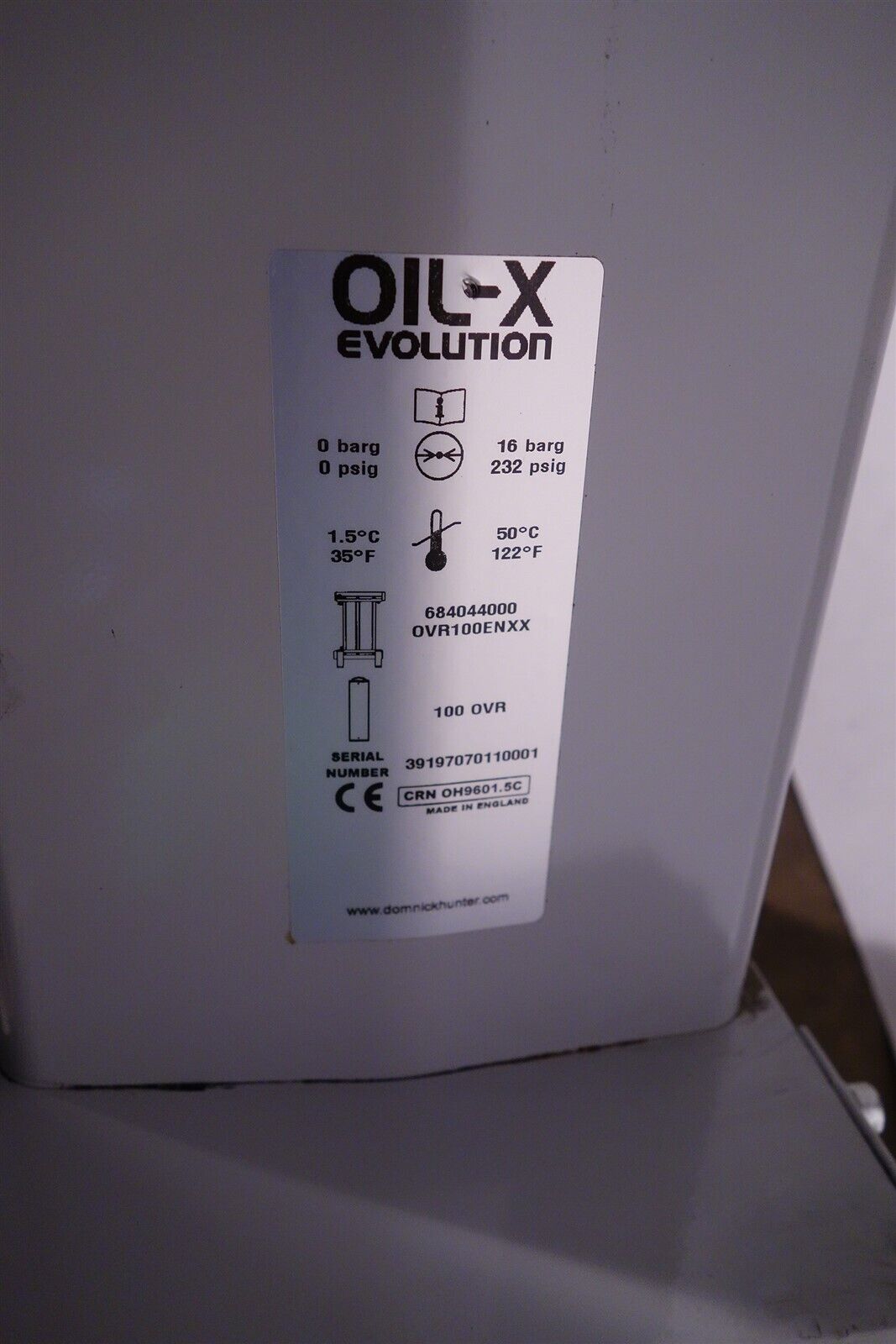 Domnick Hunter Oil-X Evolution Oil Vapour Removal OVR100ENXX 
