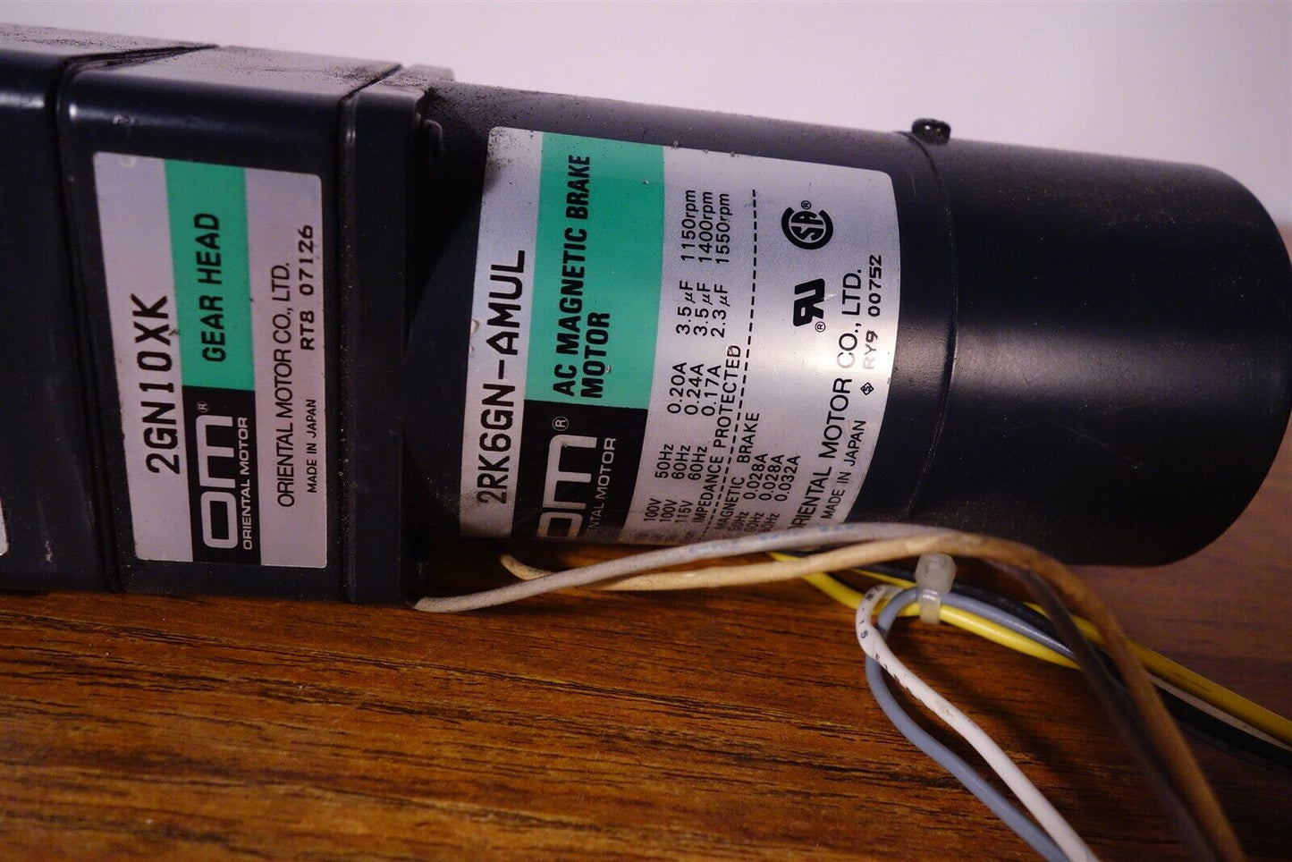 Oriental Motor Co 2RK6GN-AMUL AC Magnetic Brake Motor w/ 2GN10XK Gear Head