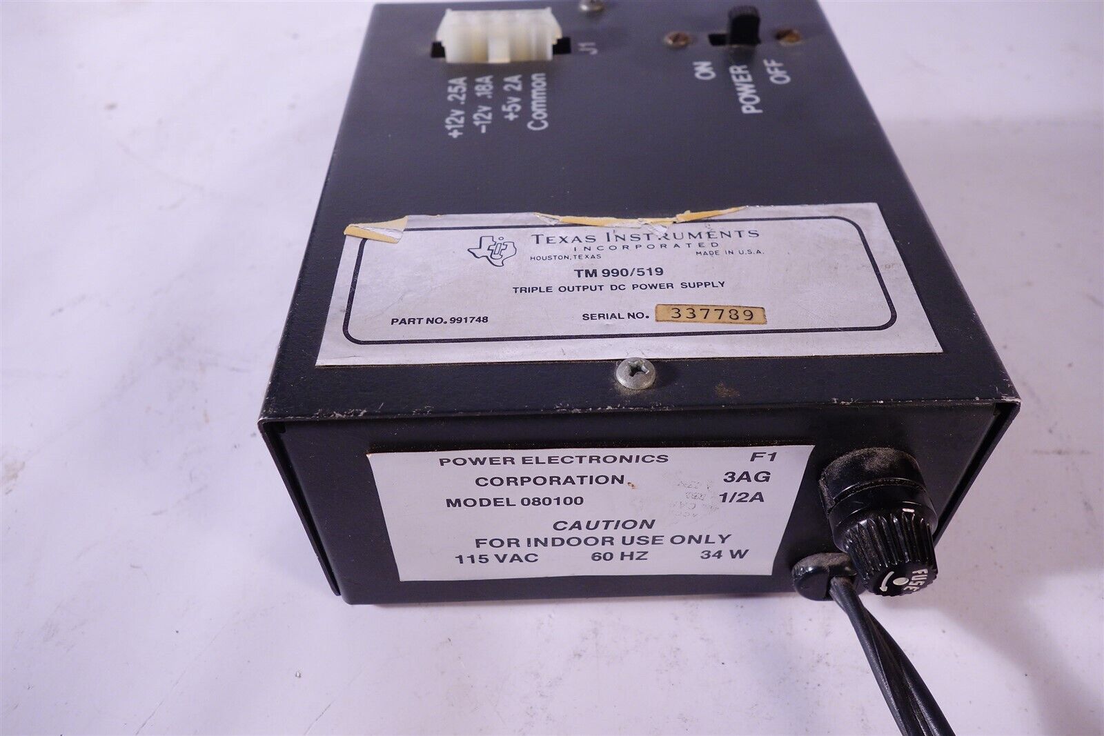 Texas Instruments TM990/519 Vintage Computer DC Power Supply 