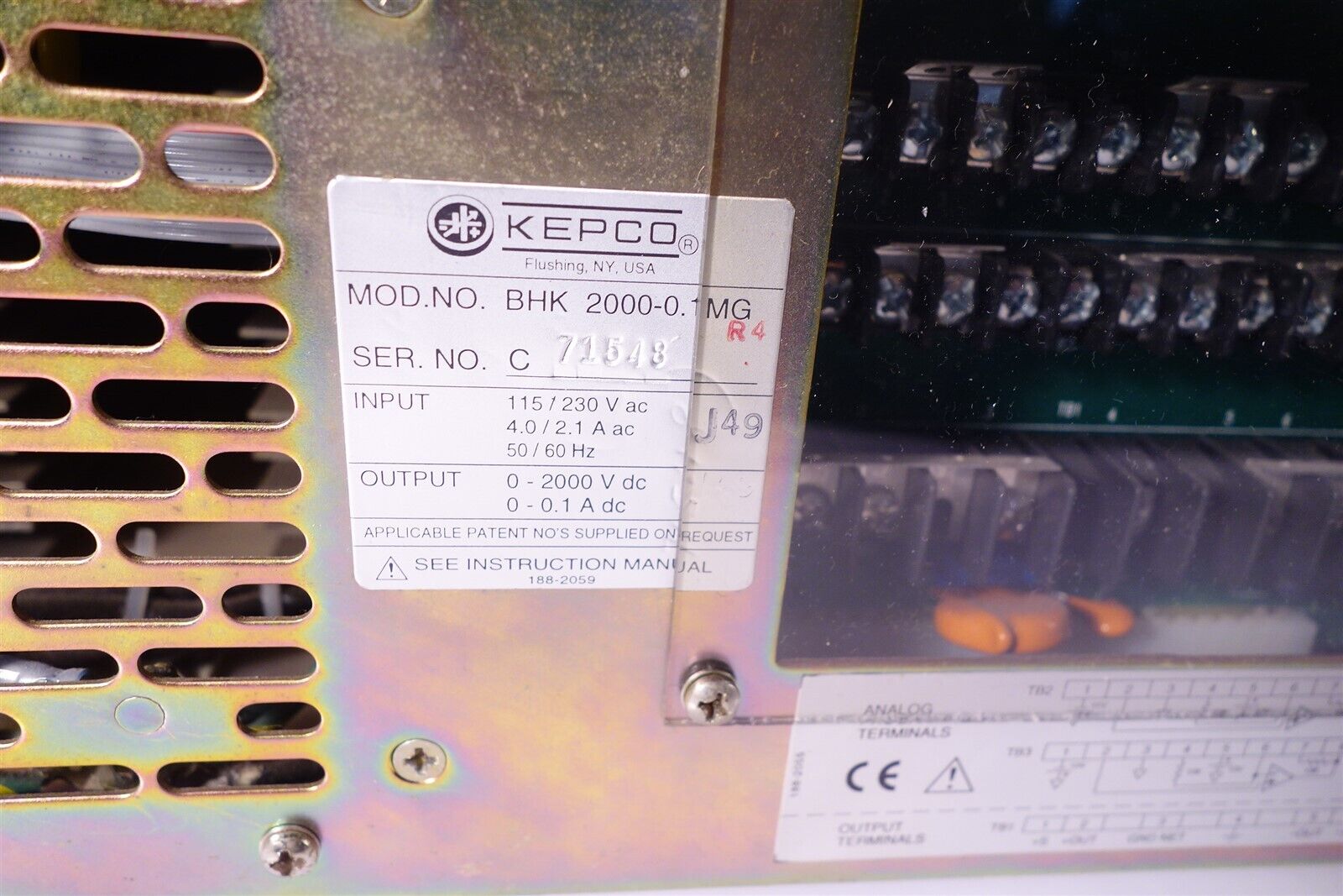 Kepco BHK2000-0.1MG Programmable Power Supply 2kV DC GPIB/RS232