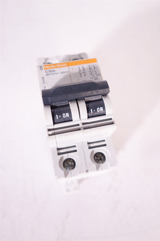 Merlin Gerin 24456 Multi 9 C60 C 50A 2p 480Y/277V Din Rail Mount Breaker Used