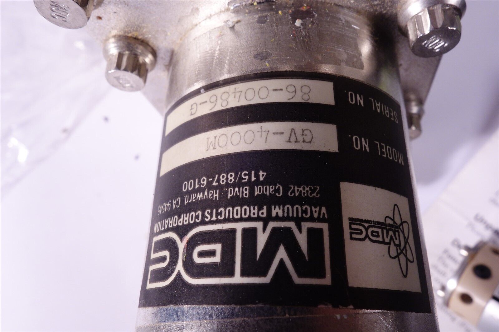MDC GV-4000M-SP High Vacuum Manual 6" Gate Valve