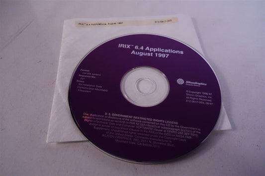 SGI Silicon Graphics IRIX 6.4 Applications CD / Software 