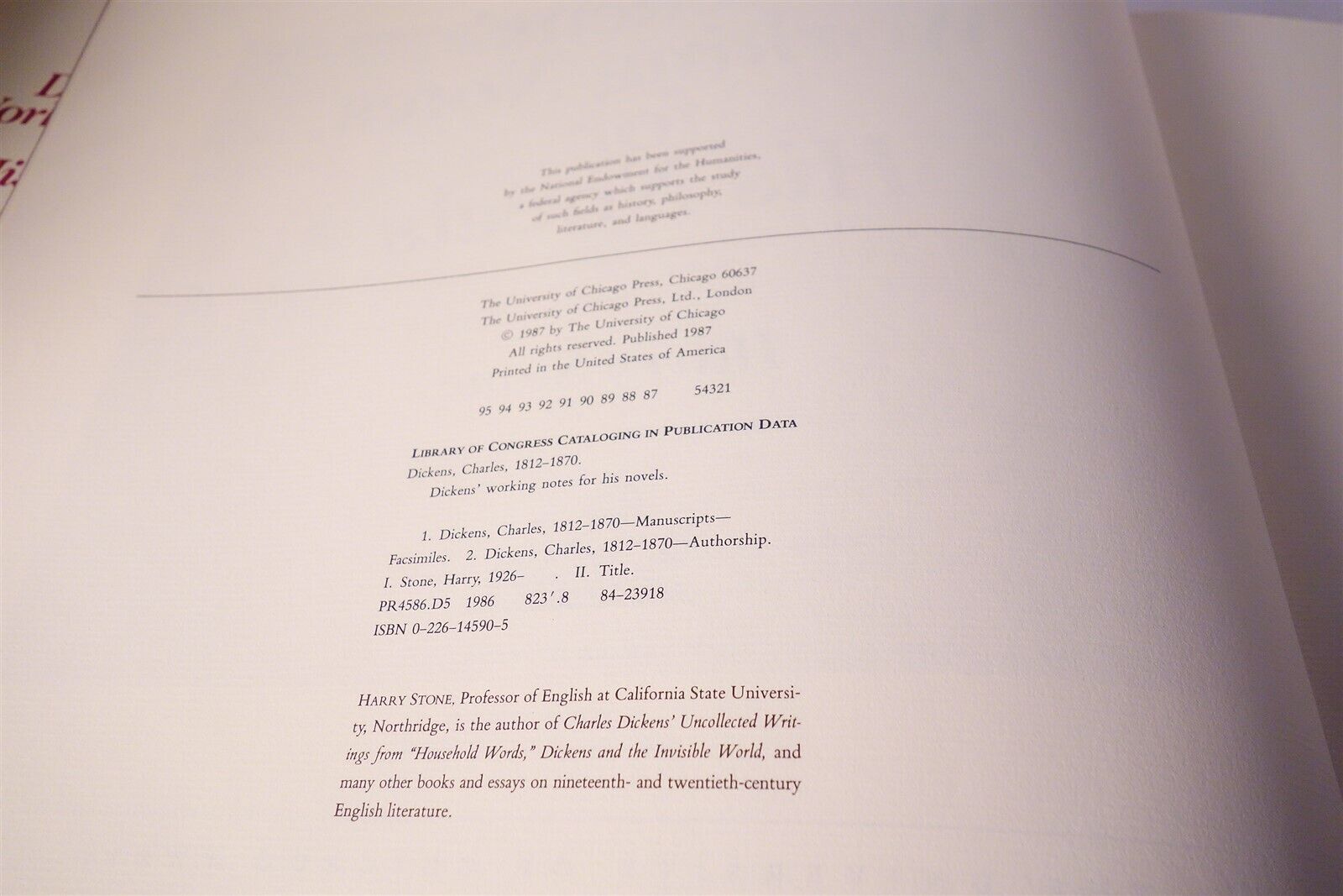 Charles Dickens' Working Notes for His Novels (1987 Hardcover) FACSIMILE edition