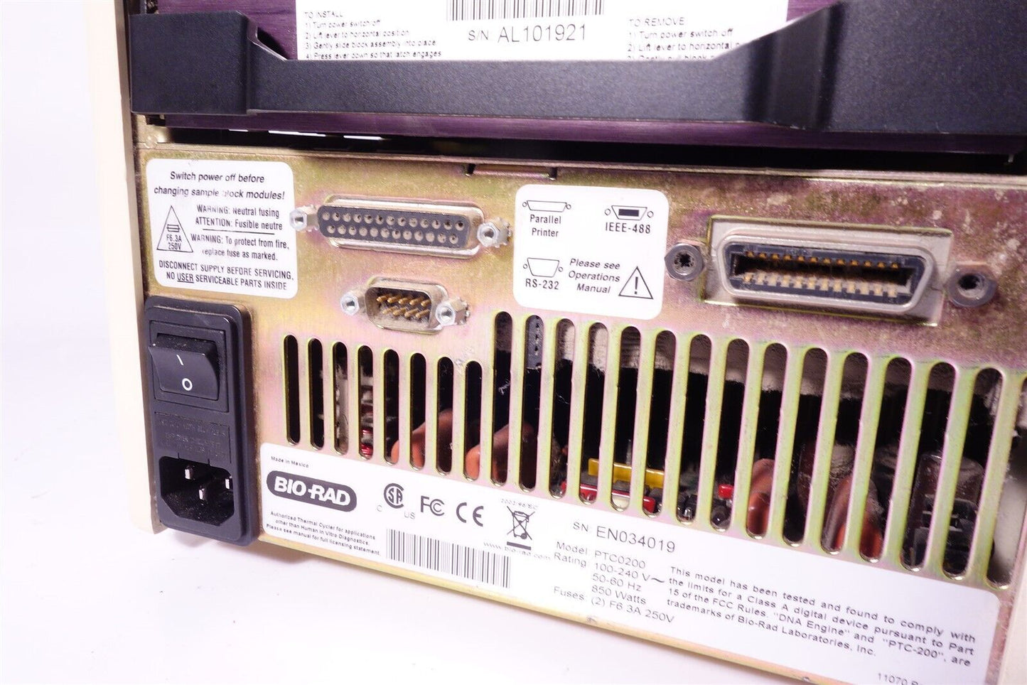 BIORAD PTC020 DNAENGINE THERMAL CYCLER DOENS'T POWER ON. PARTS 