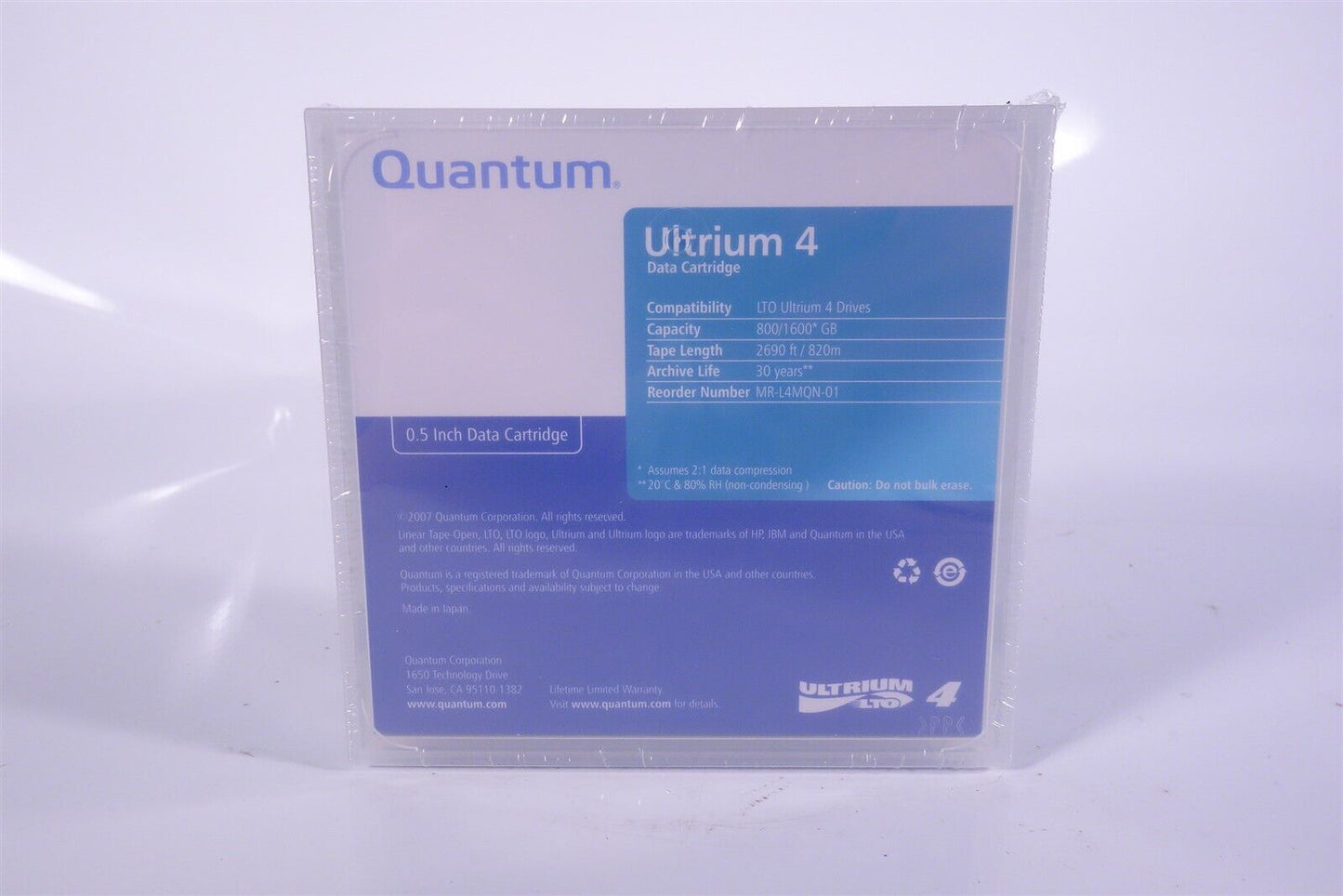 Lot of 5 Quantum Ultrium 4 800 / 1600 GB Data Cartridges MR-L4MQN-01 SEALED