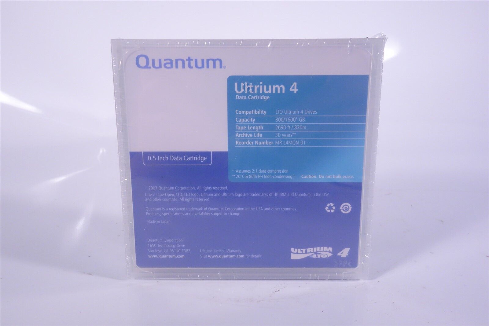 Lot of 5 Quantum Ultrium 4 800 / 1600 GB Data Cartridges MR-L4MQN-01 SEALED