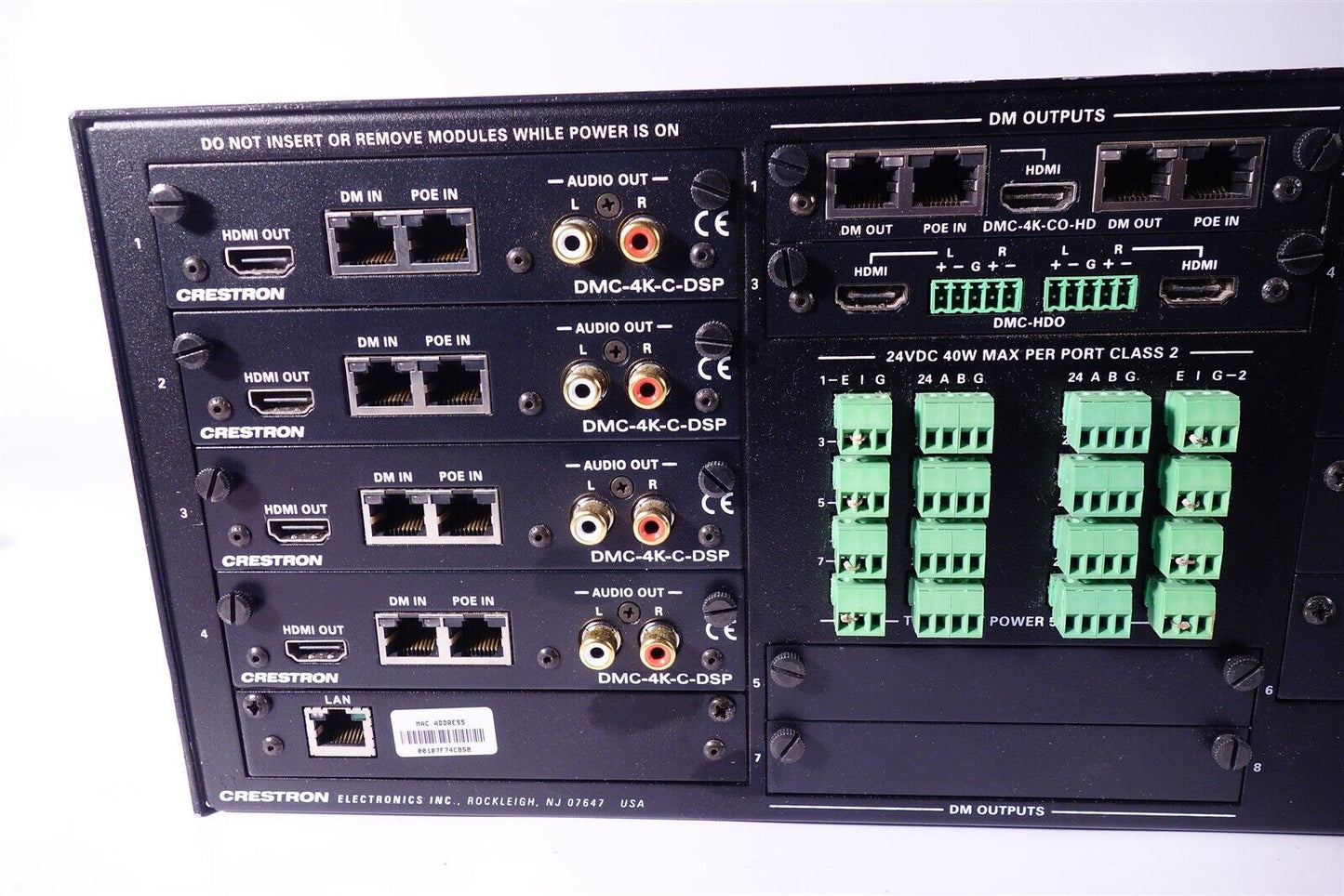 Crestron DM-MD8x8 Switcher with 4 DMC-4K-C-DSP + DMC-4K-CO-H DMC-HDO 