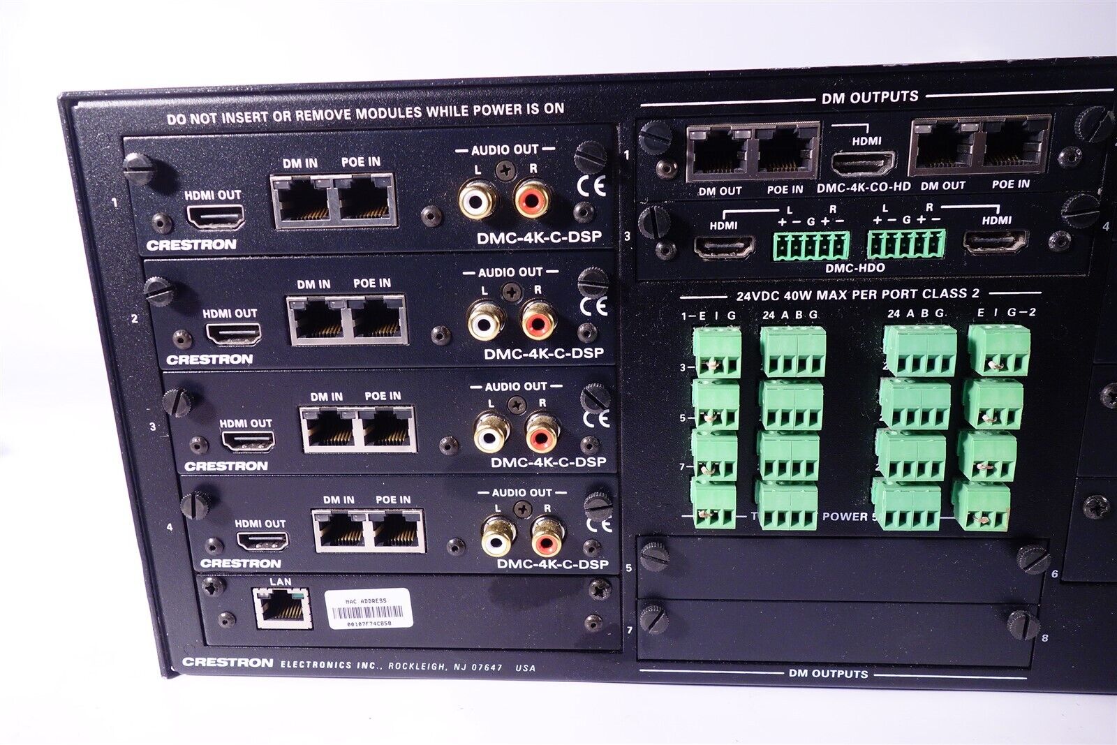 Crestron DM-MD8x8 Switcher with 4 DMC-4K-C-DSP + DMC-4K-CO-H DMC-HDO 