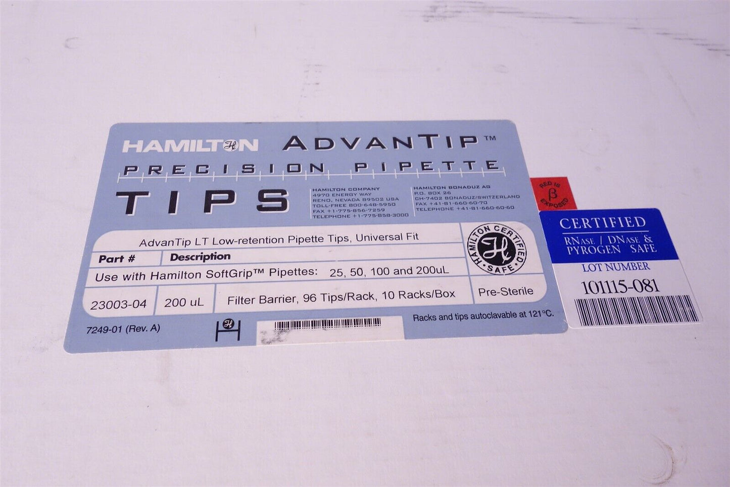 Hamilton AdvanTip SoftGrip 23003-04 200ul Precision Pipette Tips 5 Boxes, 4 NEW 