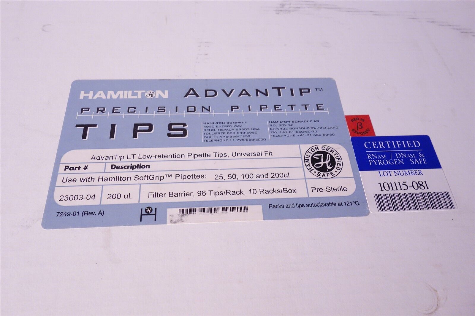 Hamilton AdvanTip SoftGrip 23003-04 200ul Precision Pipette Tips 5 Boxes, 4 NEW 