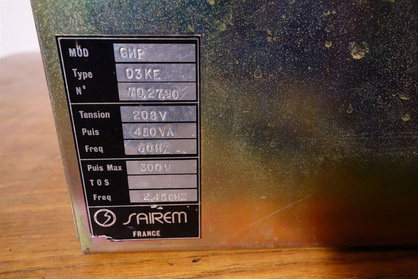 Sairem Microwave Power Supply GMP 03 KE 300W 2450MHZ 