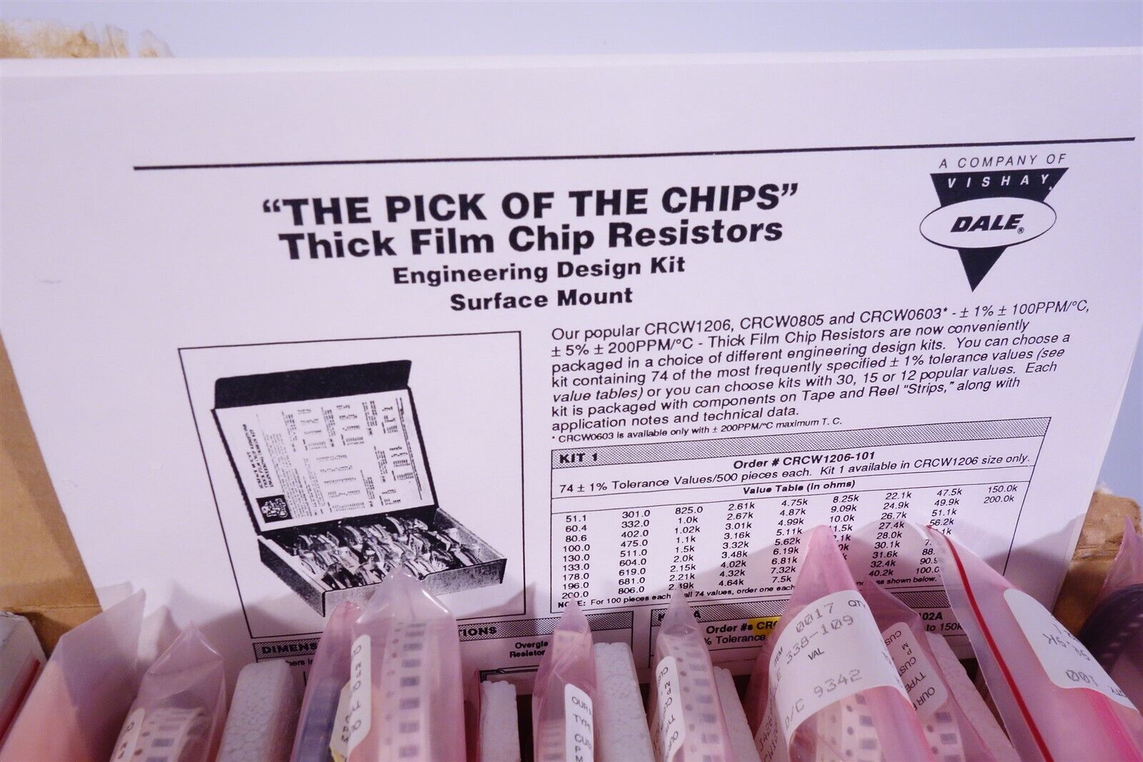 Dale Vishay Resistor Kit Pick of the Chips Film Chip CRCW1206-102A Kit 2A 