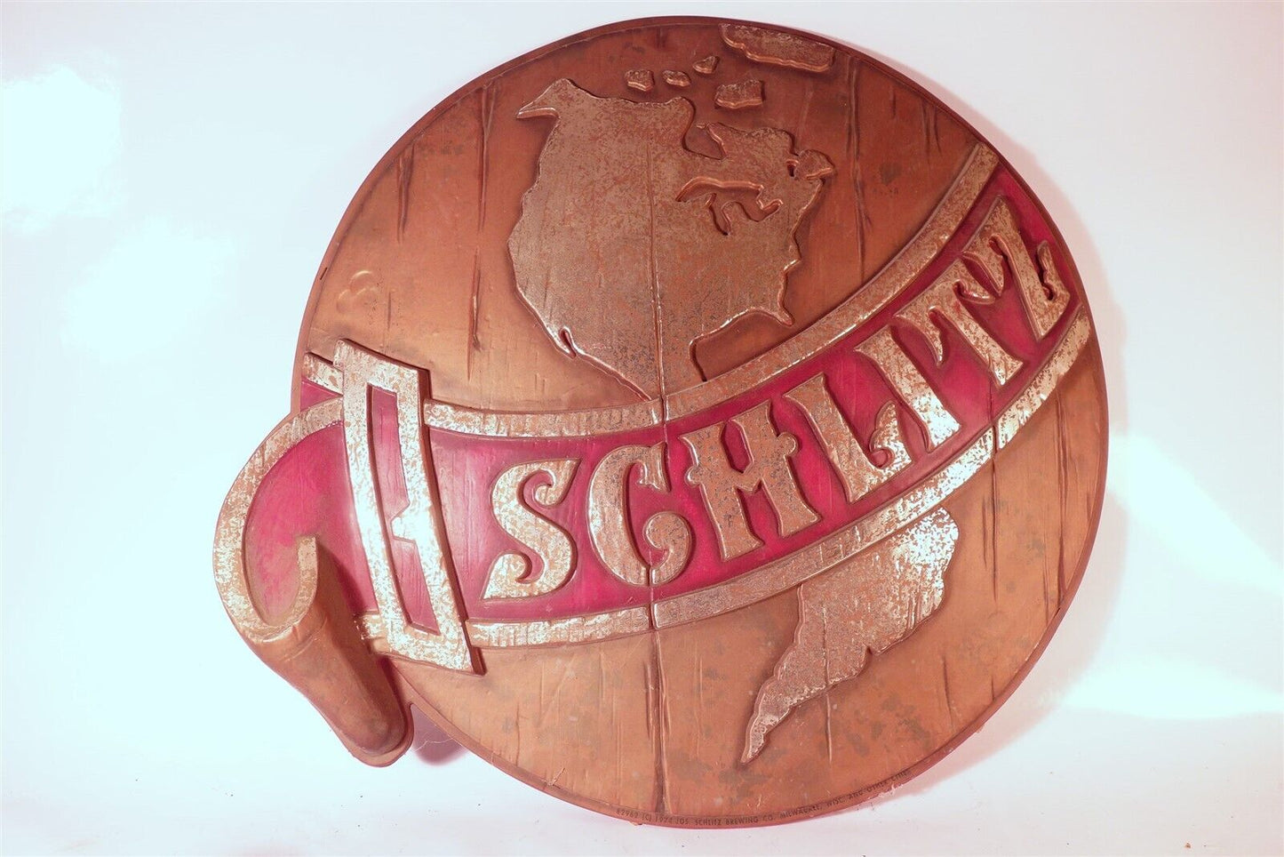 Very Large Vintage Schlitz Globe Beer Sign - 1974 Rare / Vintage 