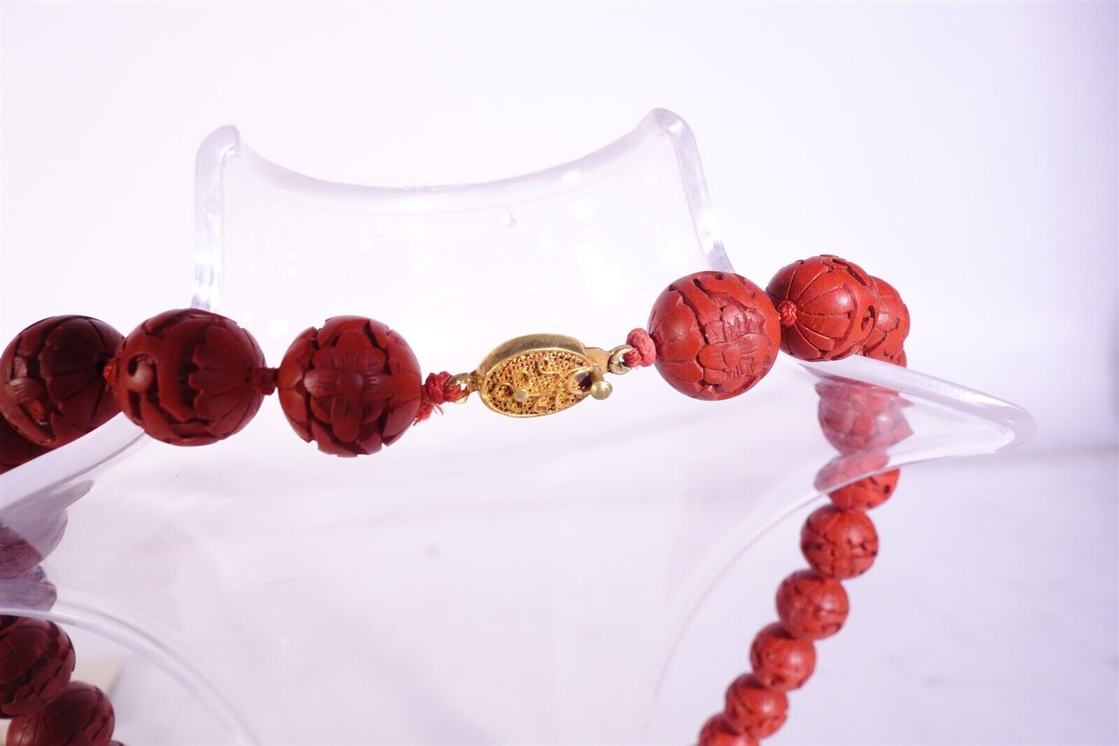 Chinese Cinnabar Necklace - Vintage - NEVER WORN 