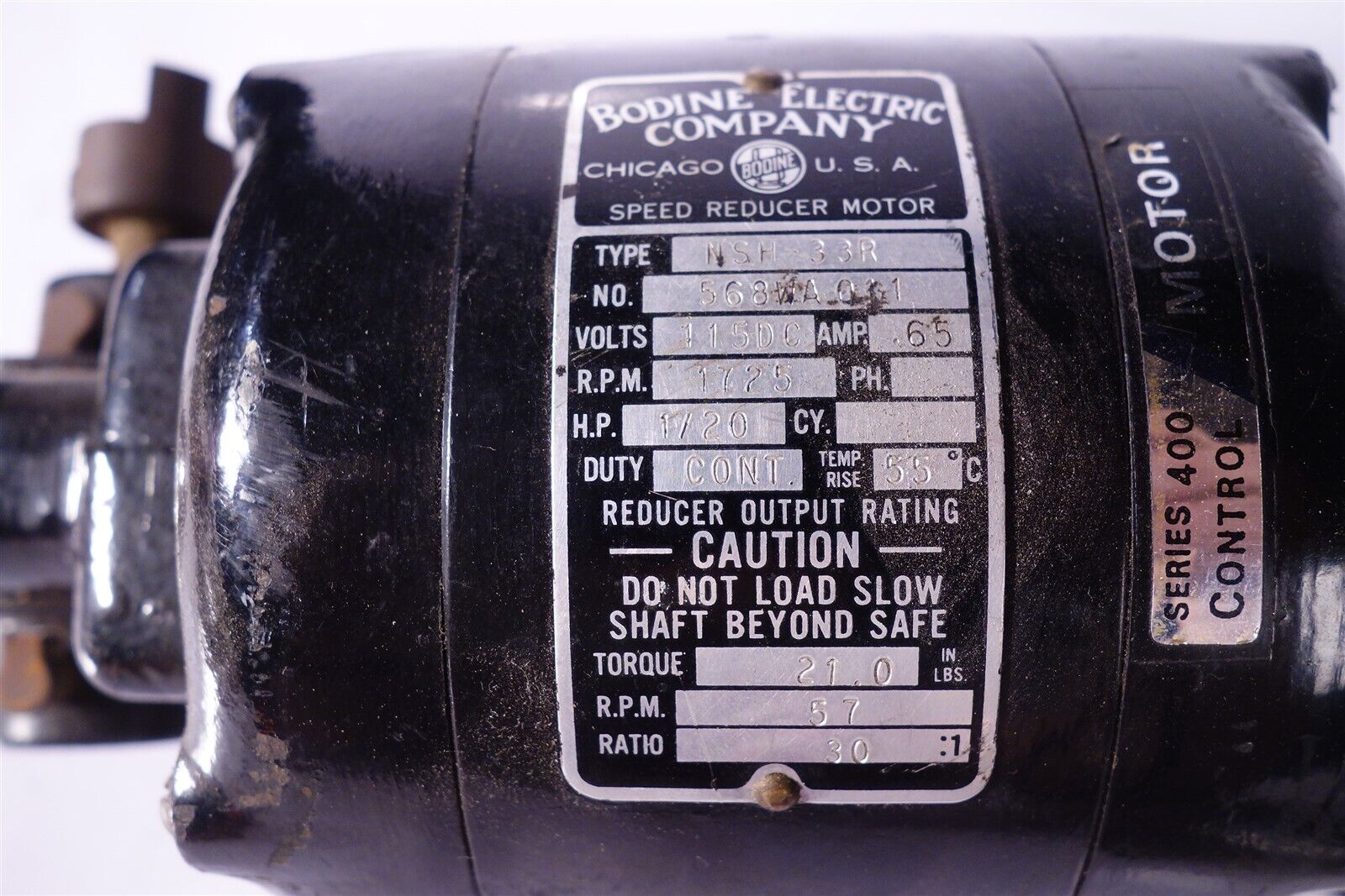 BODINE ELECTRIC NSH-33R 30:1 / NSH33R SERIES 400 Control Gear Motor + Controller