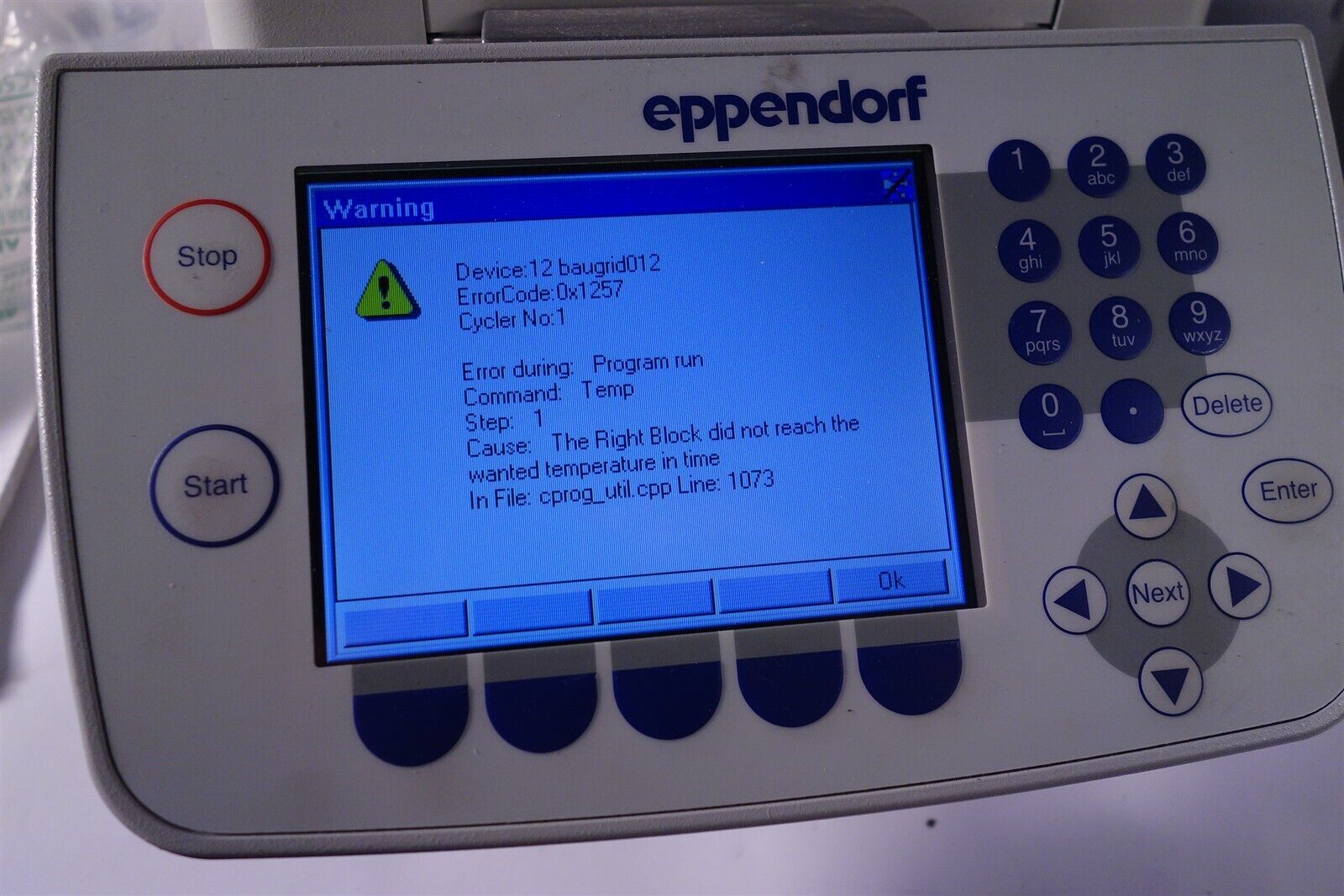 Eppendorf 5345 MasterCycler EPGradient S Gives error 