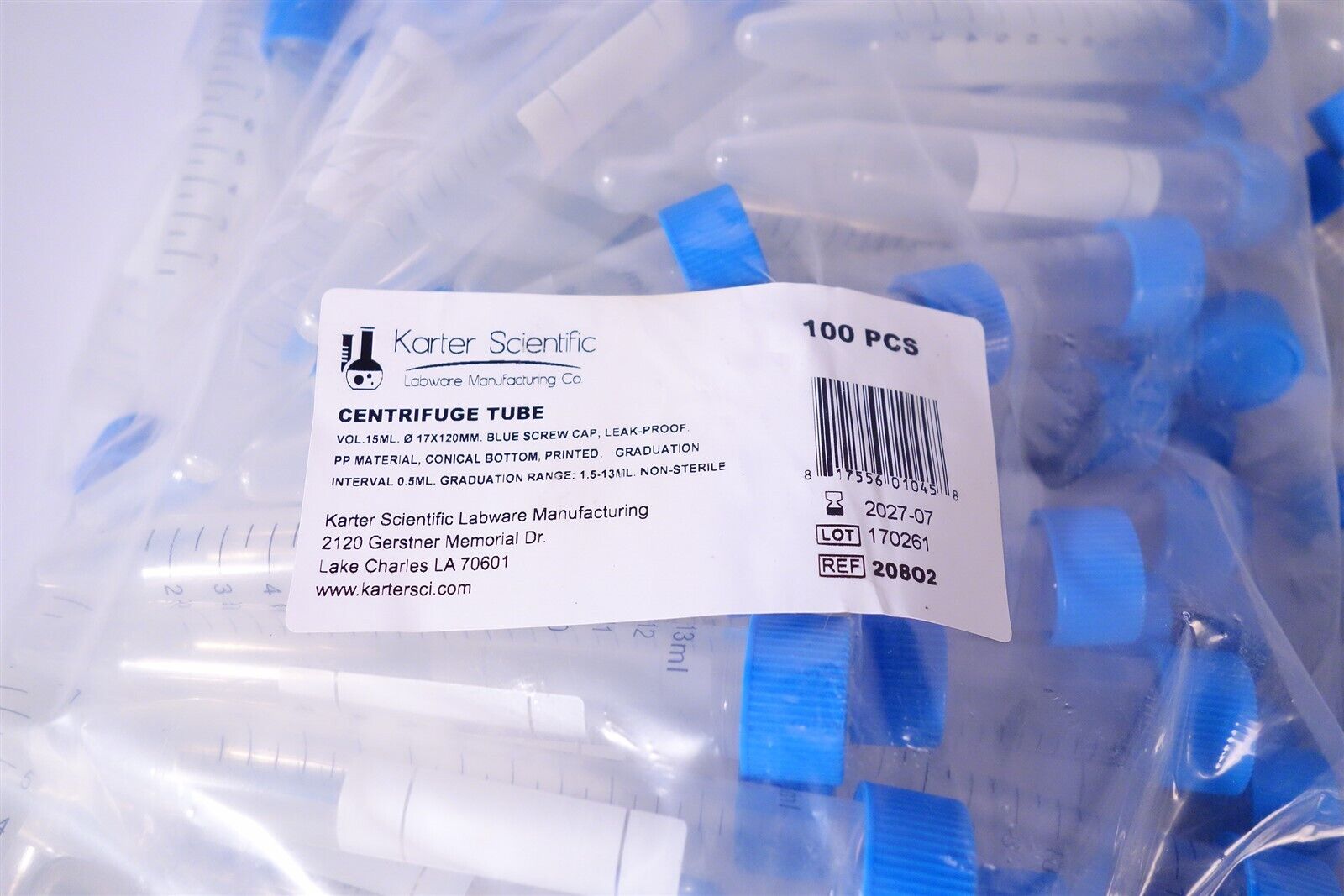 Karter 15ml Conical Bottom Centrifuge Tube 