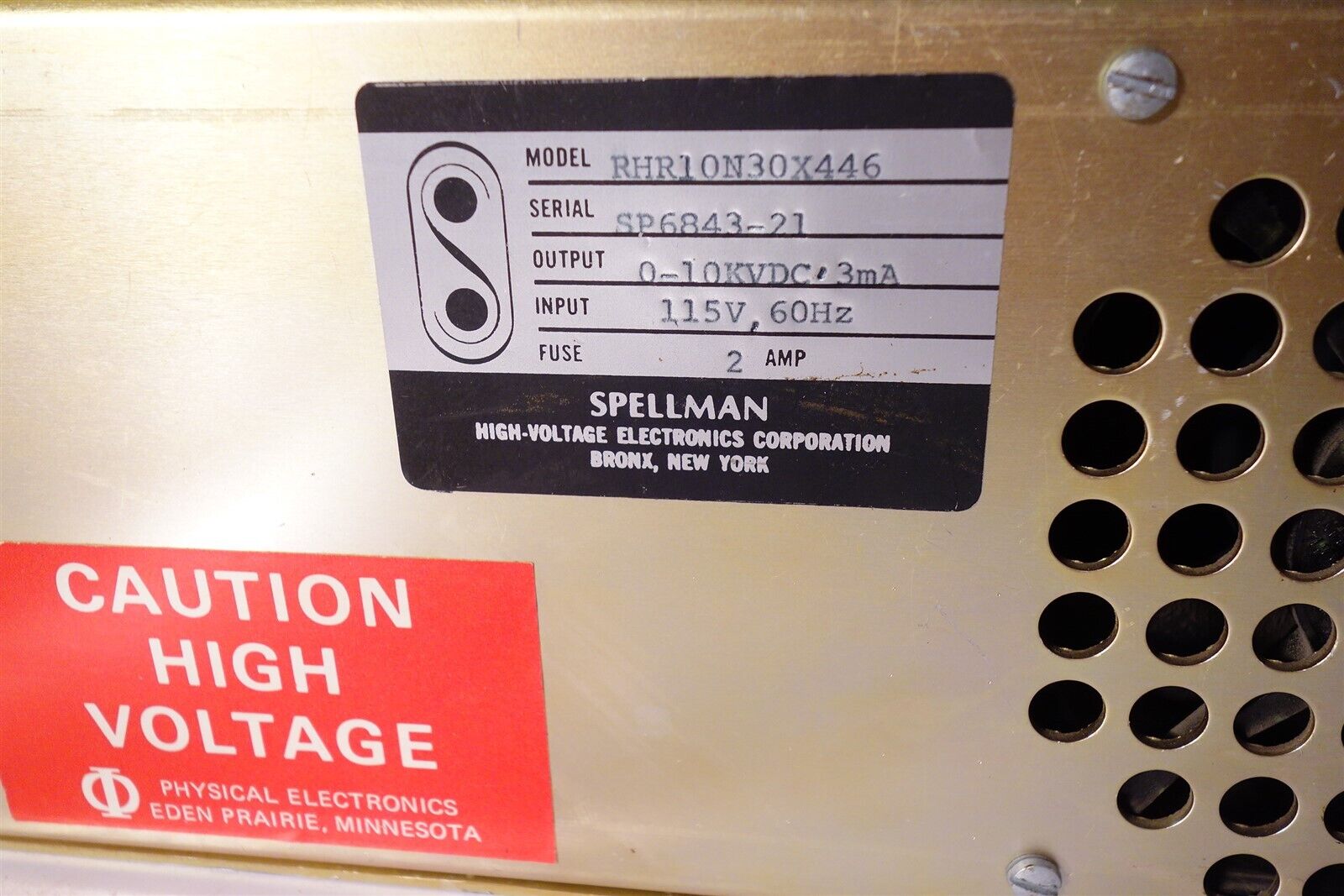 PHI Spellman 10KV DC PHI RHR10N30x446 20-085 Power Supply 