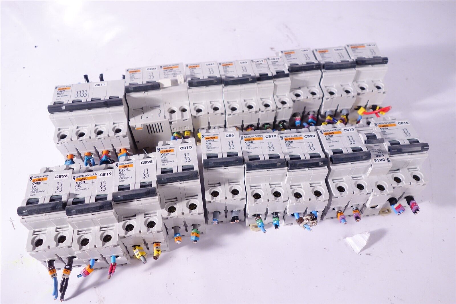 Large Lot of Merlin Gerin Multi9 C60N c10 D6A D20A D4A D3A Circuit Breakers 