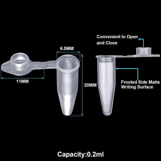 Lot of 10 0.2ml Polypropylene microcentrifuge tube with Snap Cap