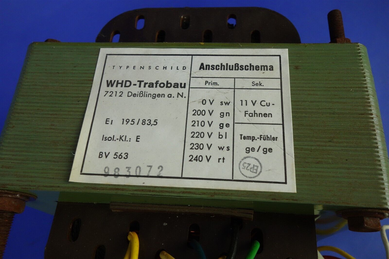 Large 11V 12V Transformer by WHD Trafobau 220V 240V In - 11V Out 