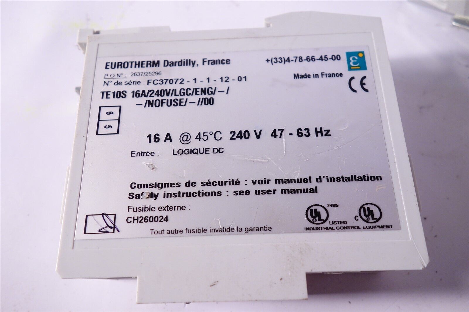 Lot of 3 Tested EUROTHERM TE10S/16A/240V/LGC/ENG/ SSR SOLID STATE RELAY
