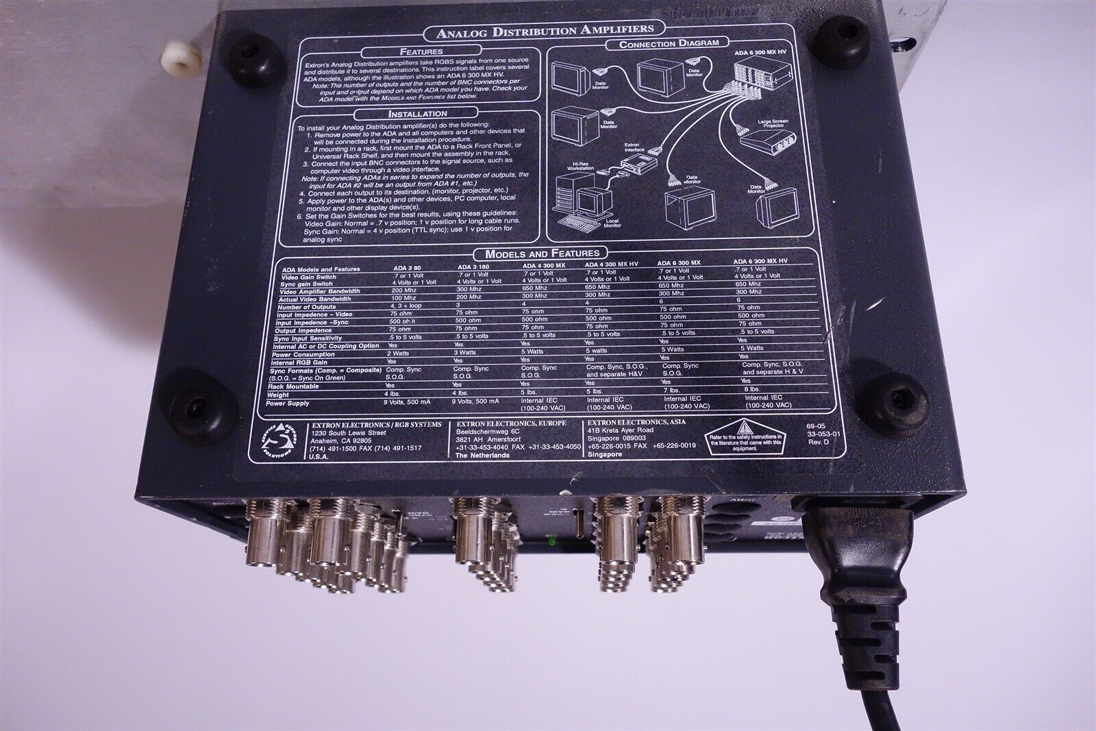 EXTRON RGB Distribution Amplifier ADA 4 300 MX Rackmount