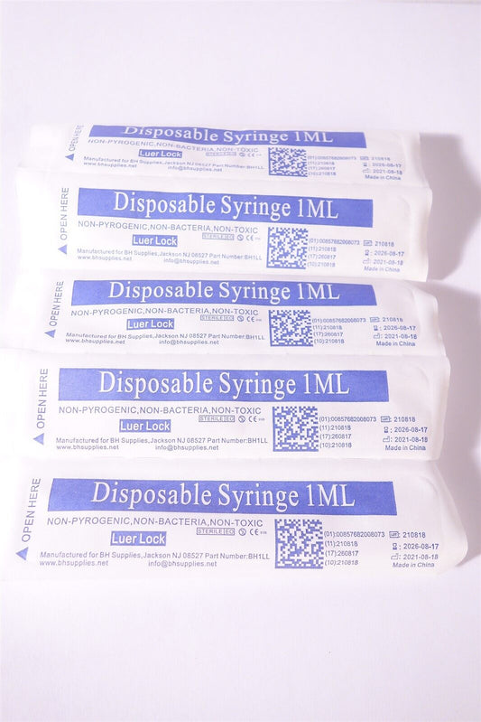 Lot of 5 3ML / 3cc Disposable Syringe BH Supplies Luer Lock