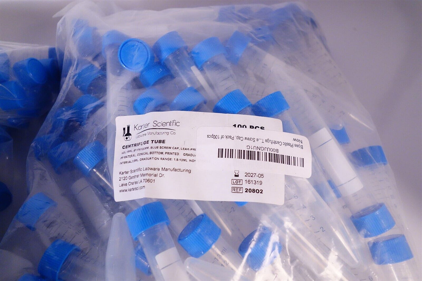 Karter 15ml Conical Bottom Centrifuge Tube 
