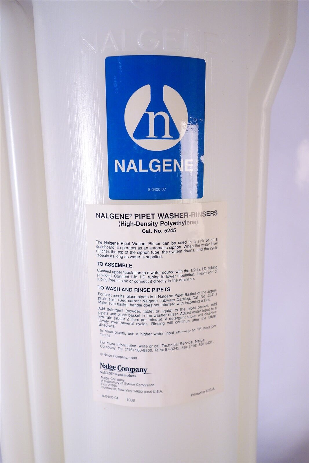 Nalgene Pipet Washer-Rinser 5245 - New / Unused but has crack at top