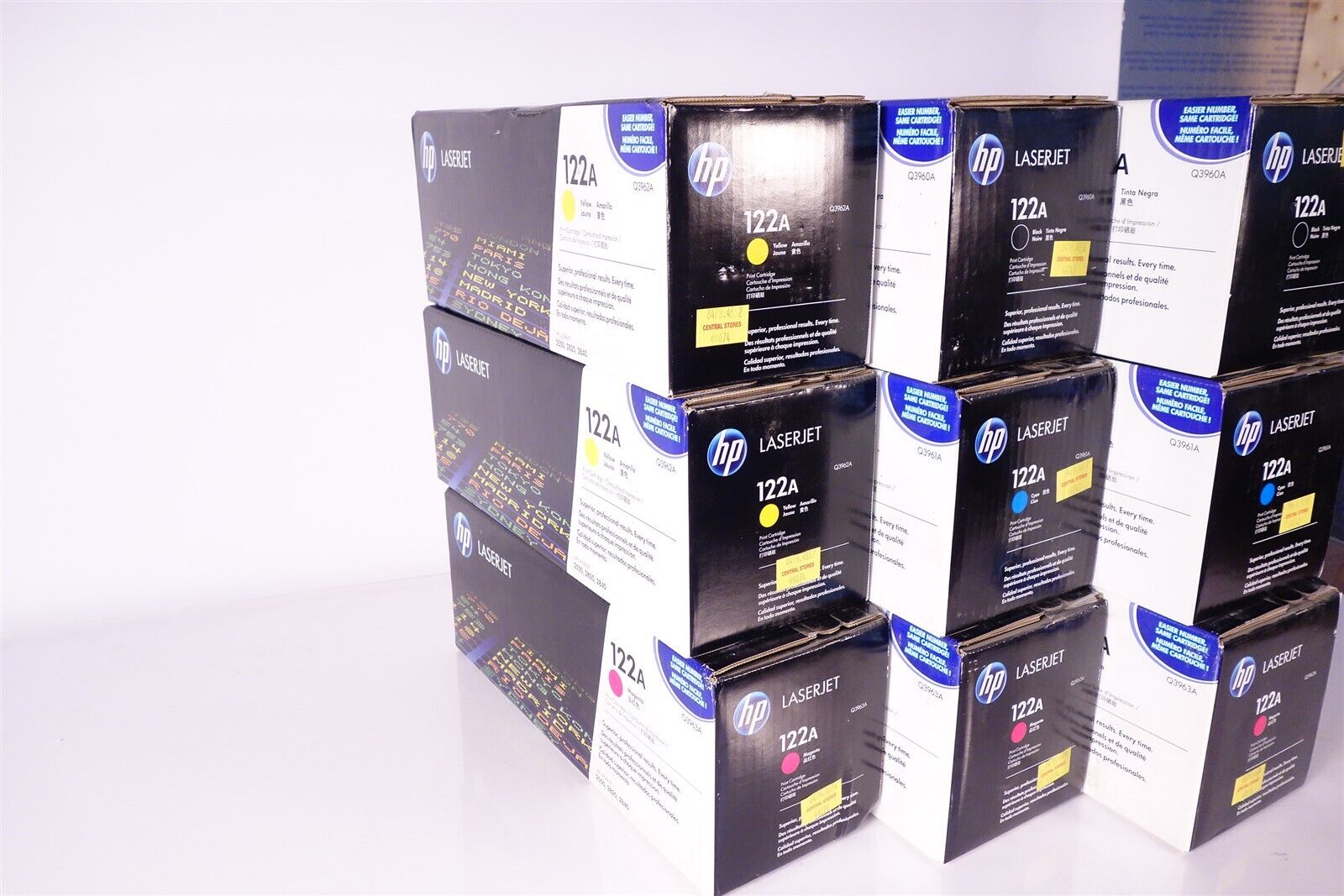 Large Lot of 9 HP Laserjet 122A Black Magenta Cyan Yellow Toner Cartridges Lot 