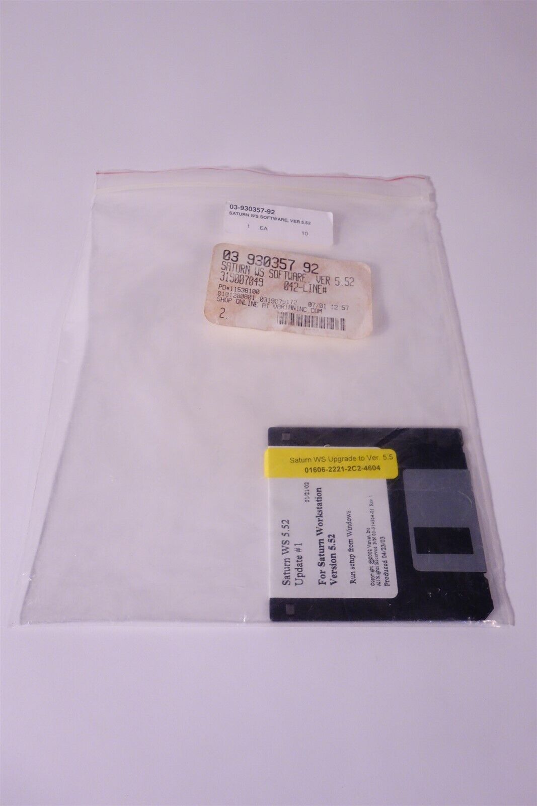 Varian Saturn 2000 GC/MS Workstation Version 5.52 Update #1 Disk