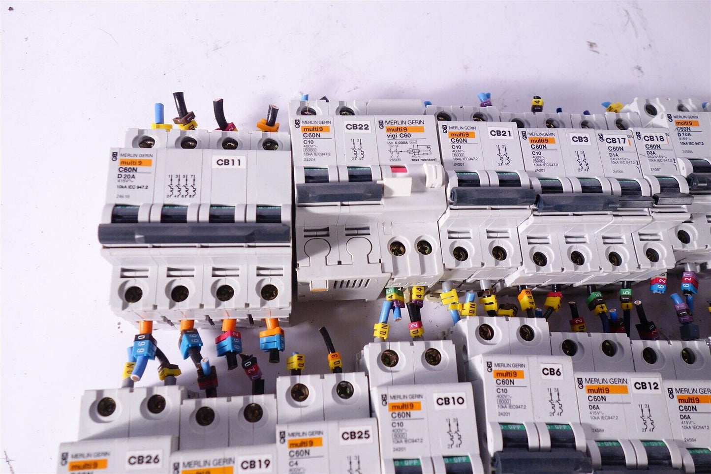 Large Lot of Merlin Gerin Multi9 C60N c10 D6A D20A D4A D3A Circuit Breakers 