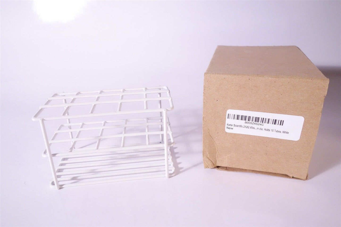 Karter Scientific 212I2 Wire Test Tube Rack, 17mm dia, Holds 15 Tubes, White 