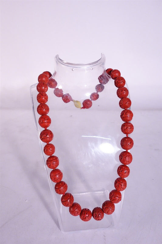 Chinese Cinnabar Necklace -Gold ClaspVintage - NEVER WORN 