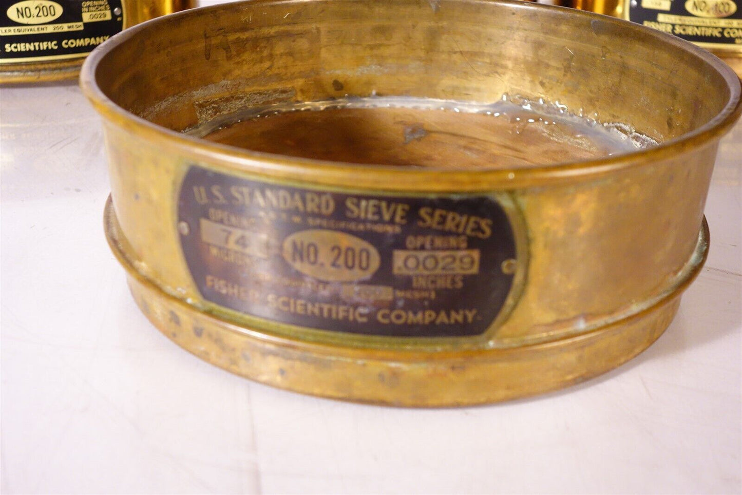 Lot of 4 Fisher Brand Brass Standard Sieves 200 140 100 200 