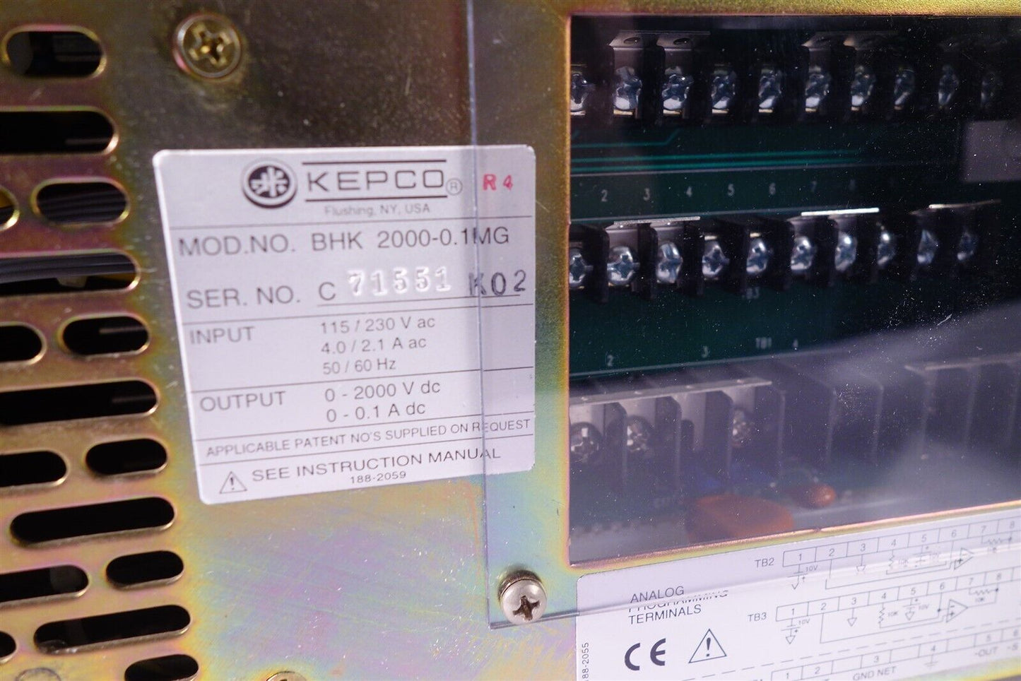 Kepco BHK2000-0.1MG Programmable Power Supply 2kV DC GPIB/RS232